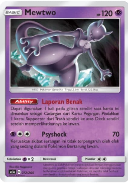 Pokemon Indonesia AC3a – Mewtwo 072/205 01/008/02/11/111