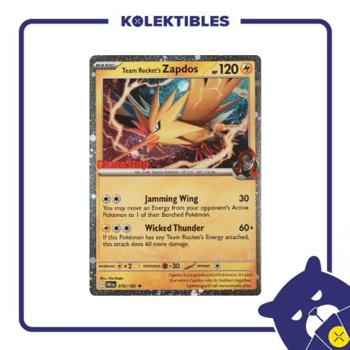 Pokemon English – DRI EN 070/182 Team Rocket’s Zapdos 01/133/02/11/112