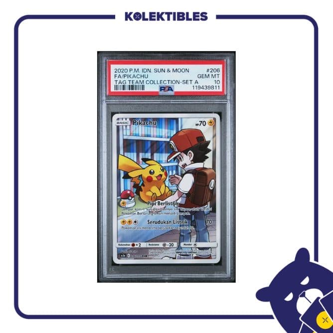 Pikachu 206 Full Art – Pokemon S&M Tag Team Coll Set A 2020 Indonesia – PSA 10 01/004/02/13/133