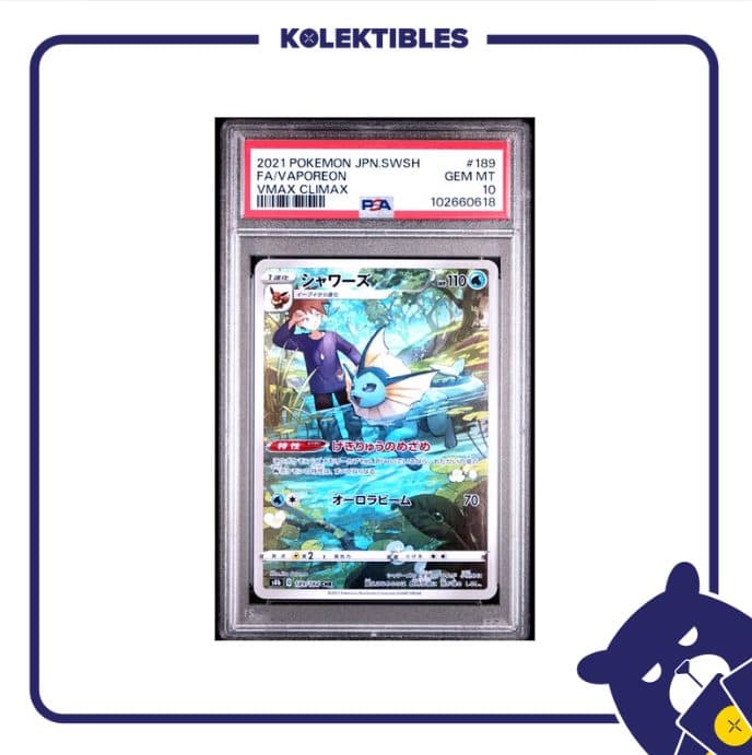 Vaporeon 189 CHR – Pokemon s8b 2021 Japan – PSA 10 (Extended Art) 01/027/02/26/113