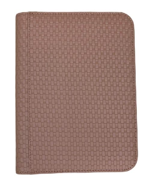 ZB 4 Pocket Woven Leather Zip Binder Brown