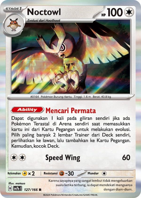 POKEMON INDONESIA - Sv7s - Noctowl 127/166 R 01/020/02/11/122