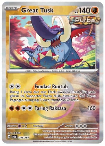 Pokemon Indonesia – sv8a 086/187 Great Tusk Pokeball Holo 01/156/02/11/111